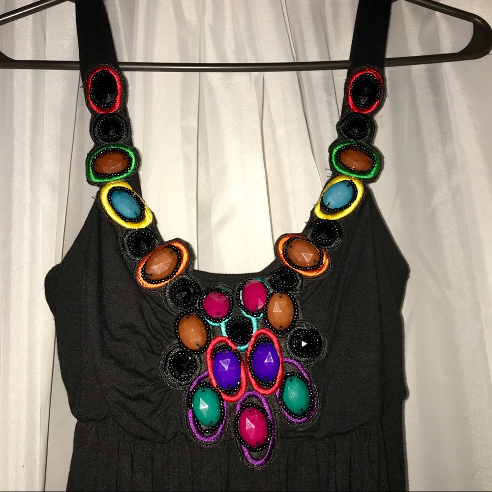 Beaded black maxi dress